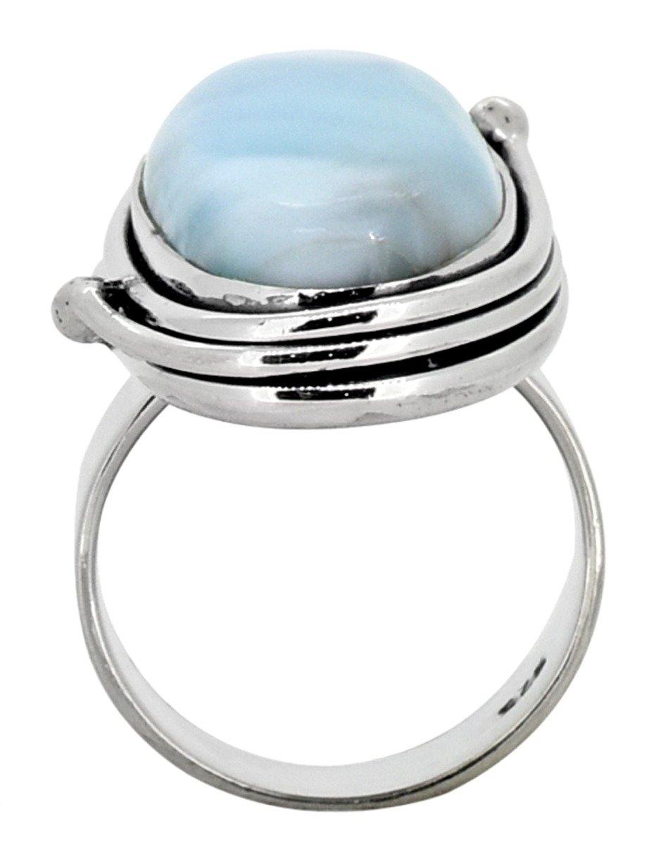 Natural Larimar Ring Solid 925 Sterling Silver Gemstone Jewelry - YoTreasure