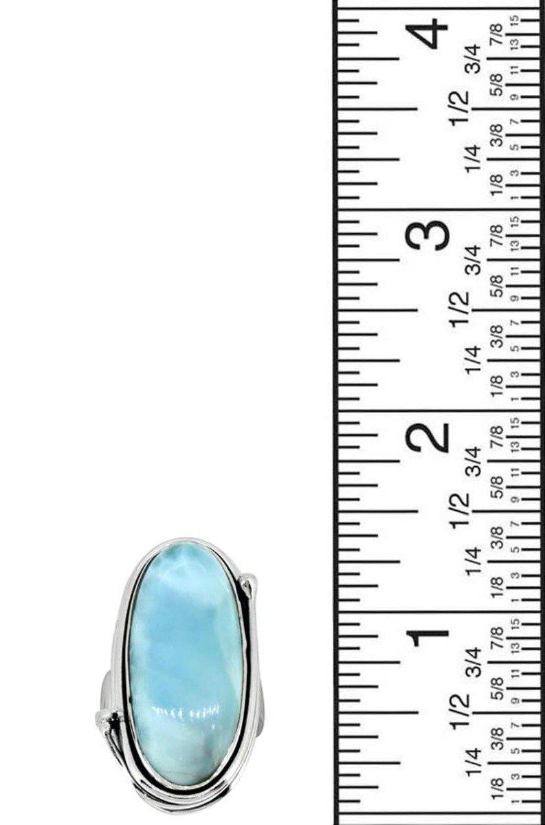 Natural Larimar Ring Solid 925 Sterling Silver Gemstone Jewelry - YoTreasure