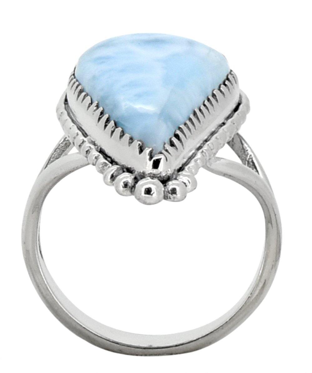 Natural Larimar Ring Solid 925 Sterling Silver Jewelry - YoTreasure
