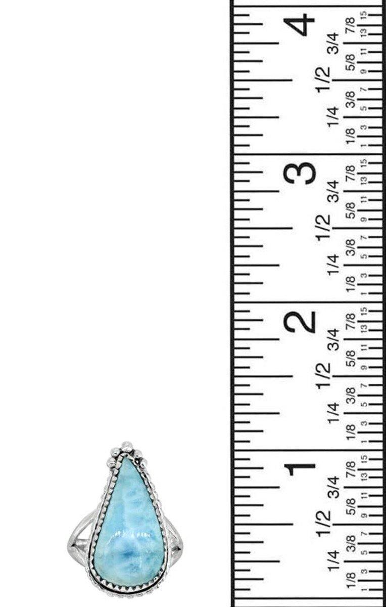 Natural Larimar Ring Solid 925 Sterling Silver Jewelry - YoTreasure