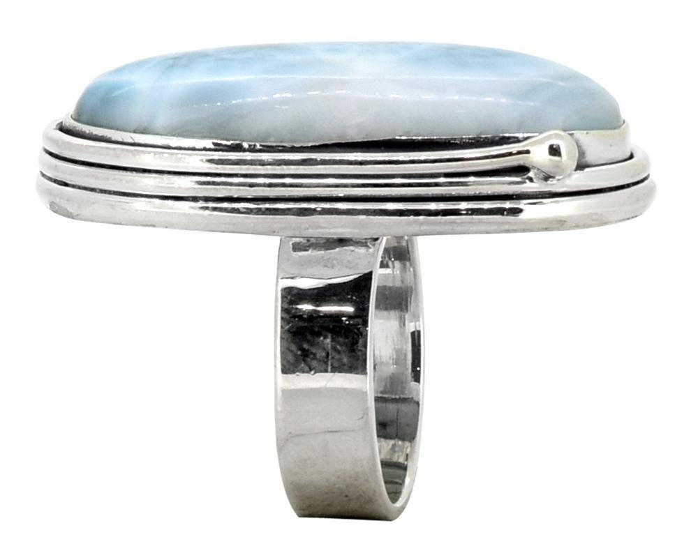 Natural Larimar Ring Solid 925 Sterling Silver Gemstone Jewelry - YoTreasure