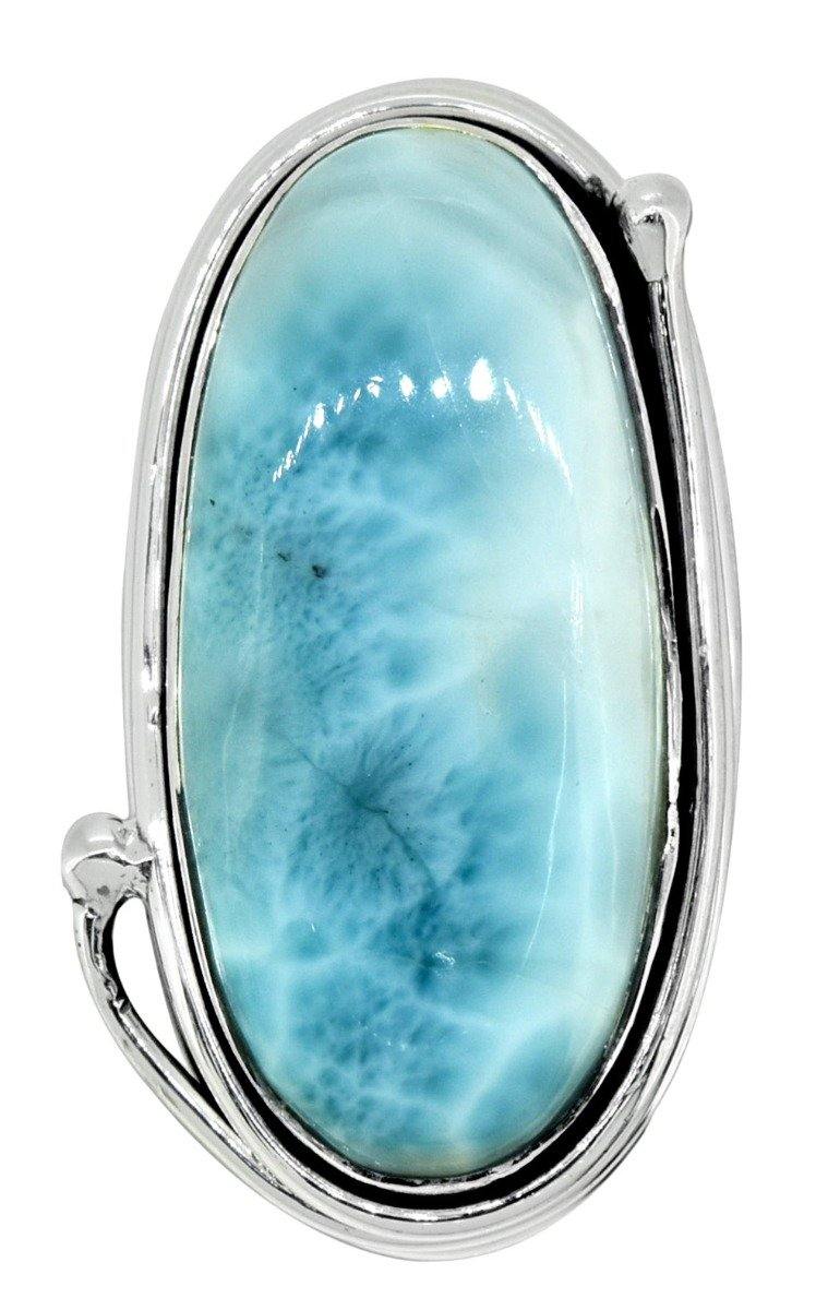 Natural Larimar Ring Solid 925 Sterling Silver Gemstone Jewelry - YoTreasure