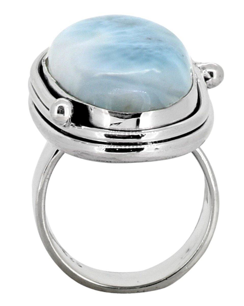 Natural Larimar Ring Solid 925 Sterling Silver Gemstone Jewelry - YoTreasure