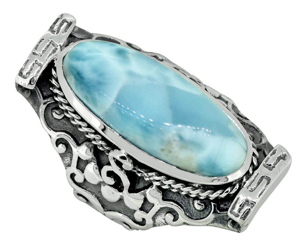 Natural Larimar Solid 925 Sterling Silver Ring Jewelry - YoTreasure