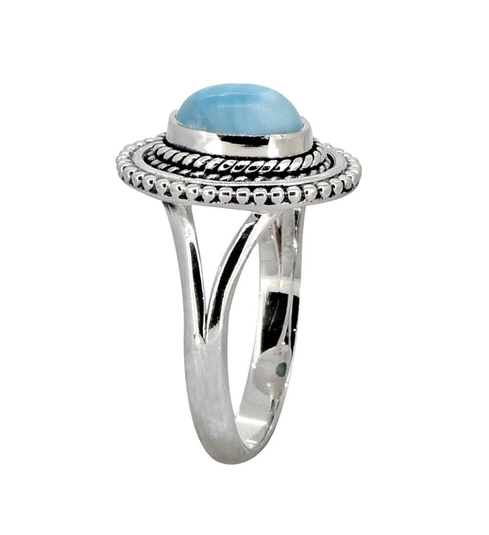Natural Larimar Solid 925 Sterling Silver Ring Jewelry - YoTreasure