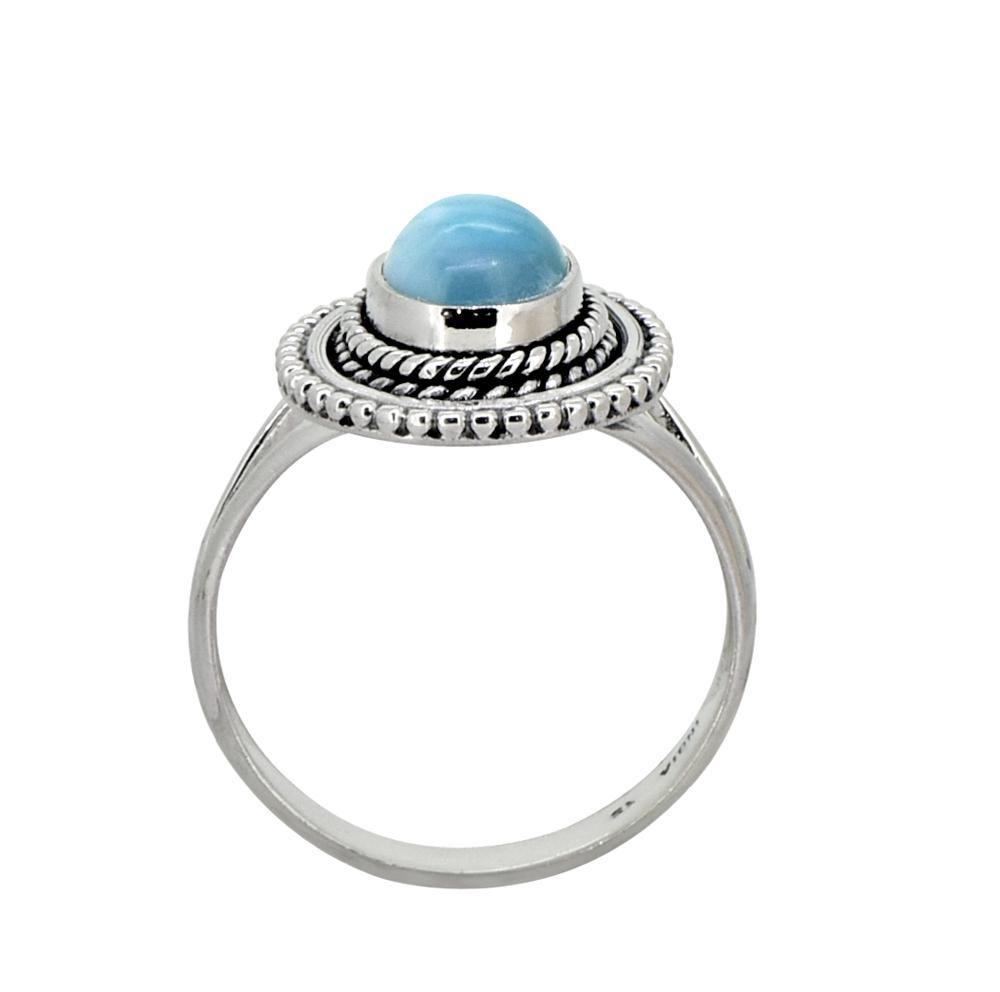 Natural Larimar Solid 925 Sterling Silver Ring Jewelry - YoTreasure