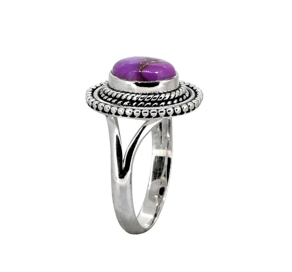 Purple Copper Turquoise Solid 925 Sterling Silver Ring Jewelry - YoTreasure