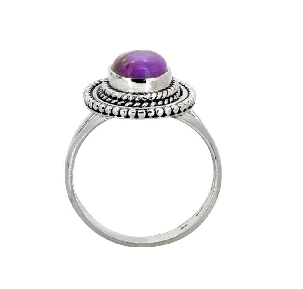 Purple Copper Turquoise Solid 925 Sterling Silver Ring Jewelry - YoTreasure