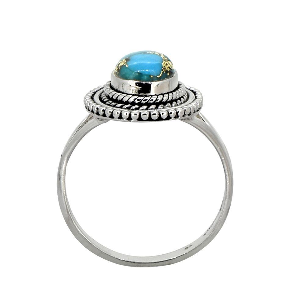Blue Copper Turquoise Solid 925 Sterling Silver Split Shank Ring Jewelry - YoTreasure