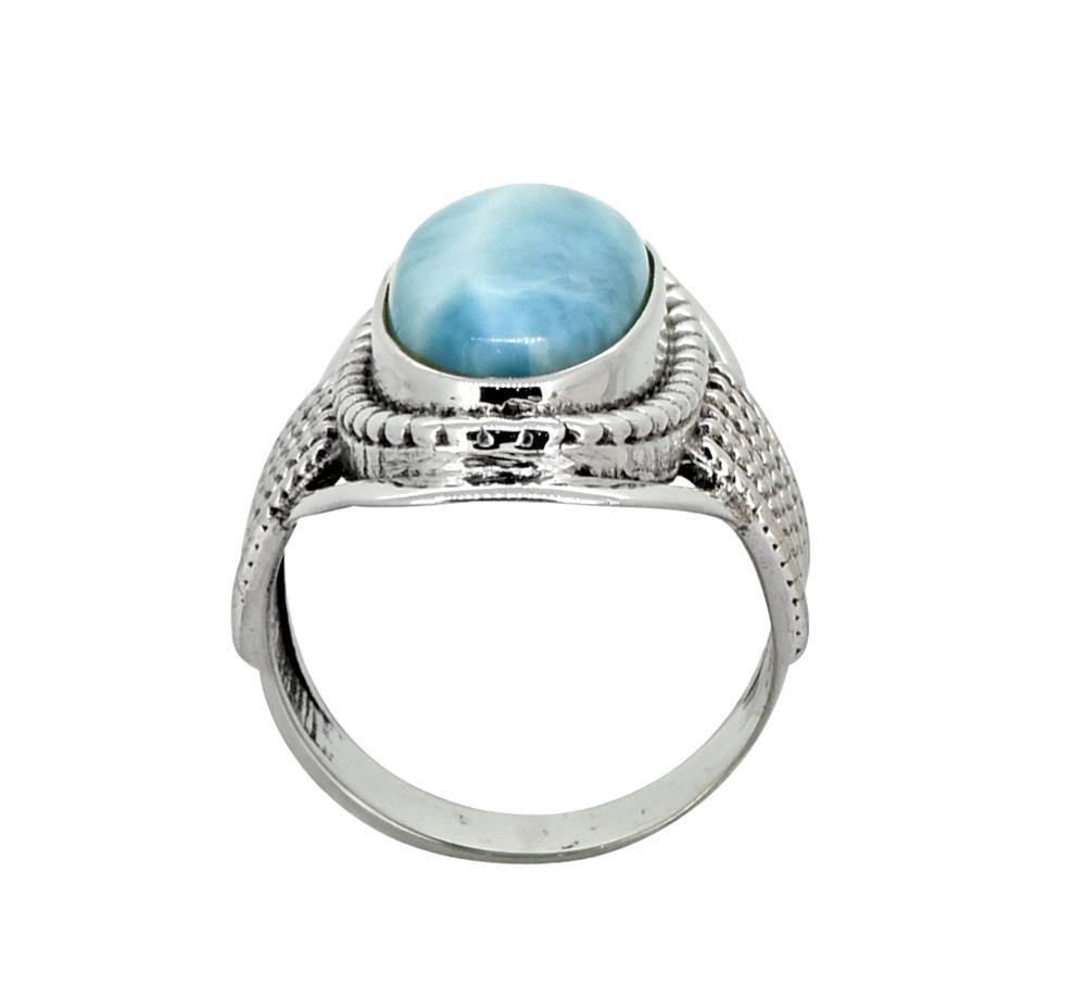 Natural Larimar Solid 925 Sterling Silver Ring Jewelry - YoTreasure
