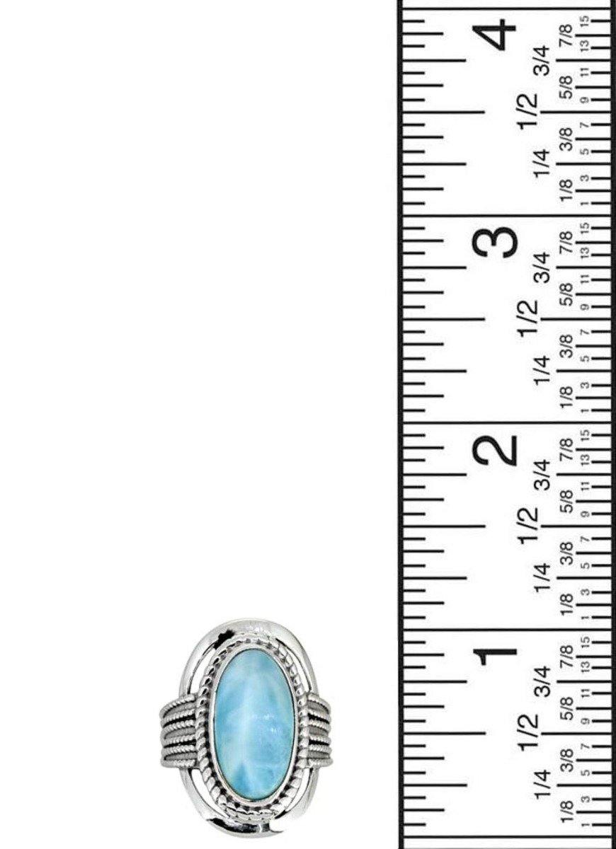 Natural Larimar Solid 925 Sterling Silver Ring Jewelry - YoTreasure