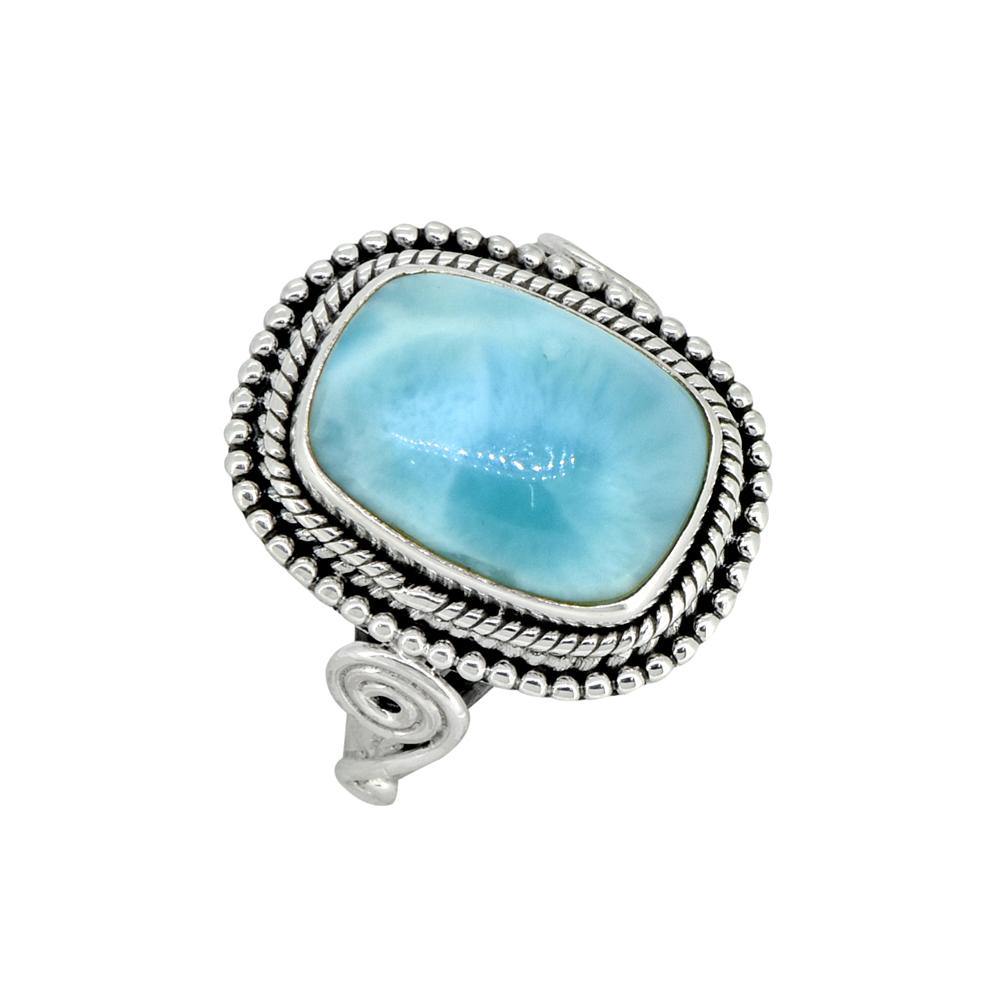 Natural Larimar Solid 925 Sterling Silver Ring Jewelry - YoTreasure