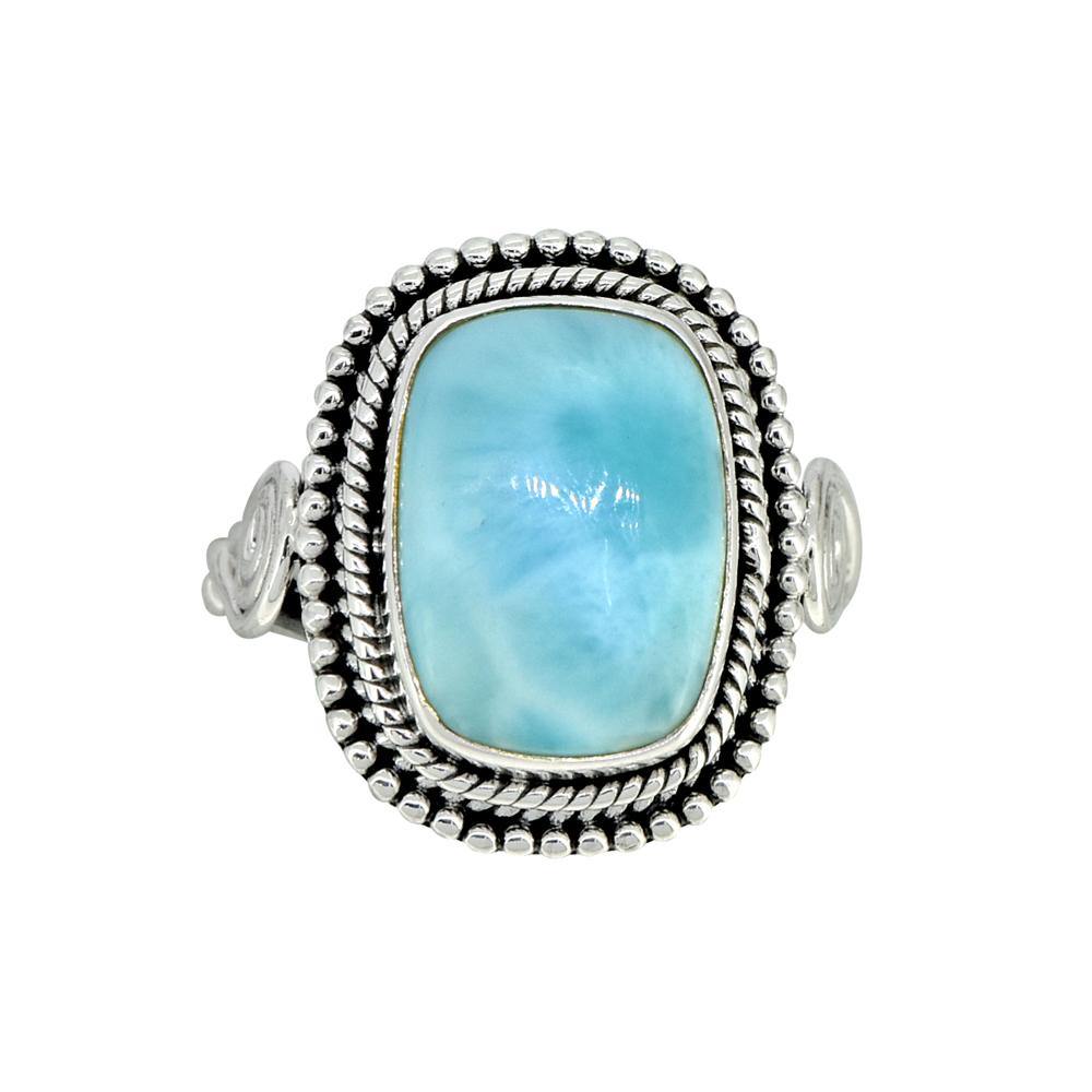 Natural Larimar Solid 925 Sterling Silver Ring Jewelry - YoTreasure