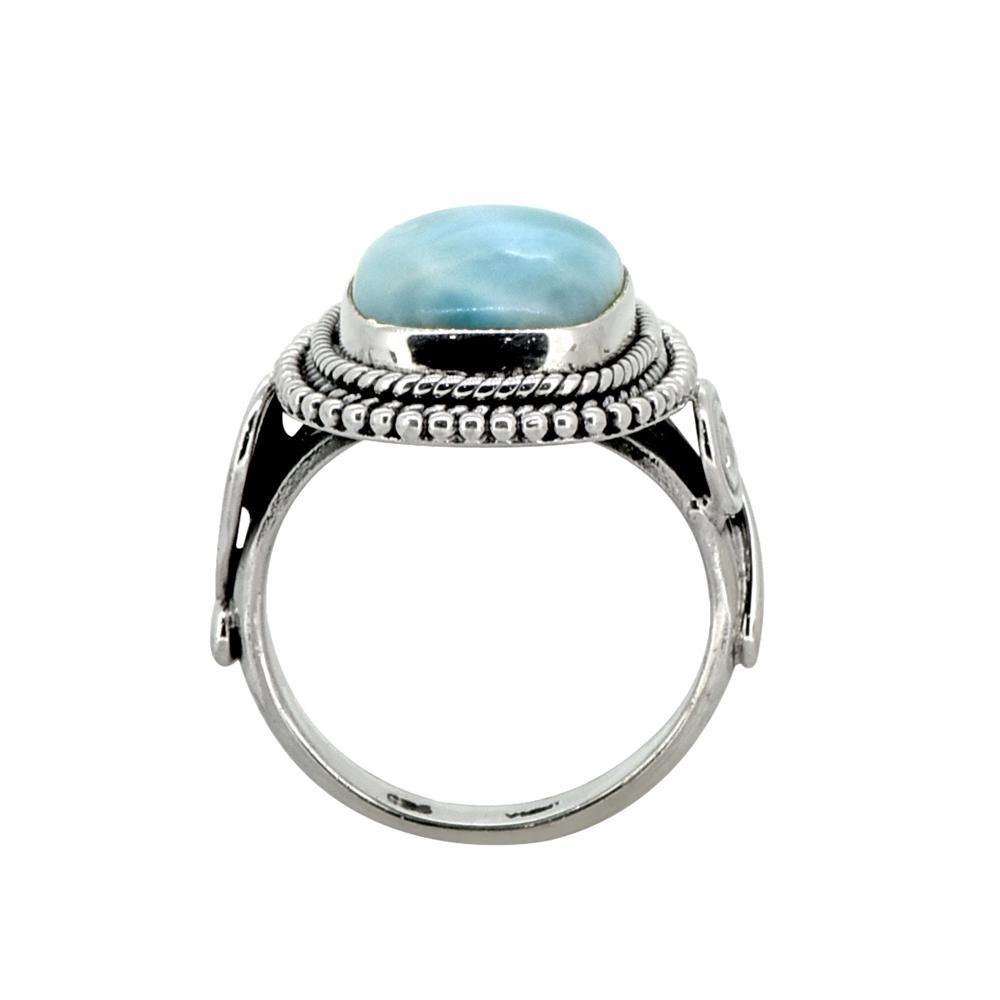 Natural Larimar Solid 925 Sterling Silver Ring Jewelry - YoTreasure