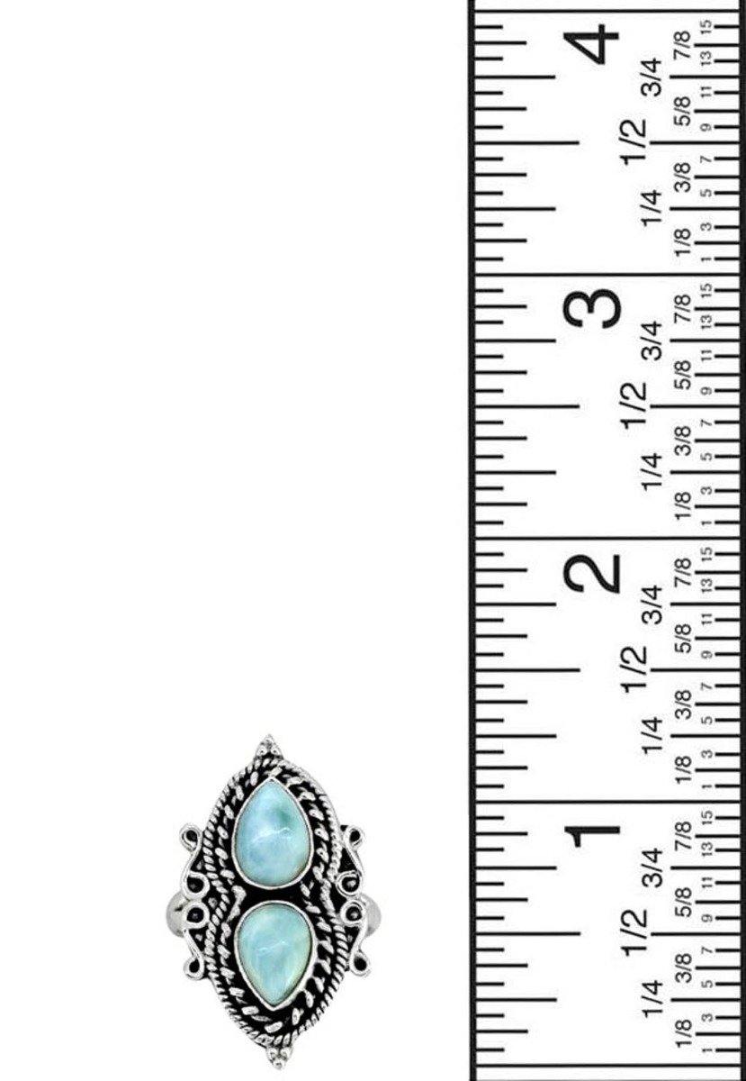 Natural Larimar Solid 925 Sterling Silver Designer Ring Jewelry - YoTreasure