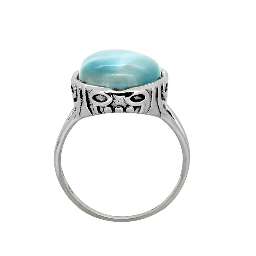 Natural Larimar Solid 925 Sterling Silver Gemstone Ring - YoTreasure