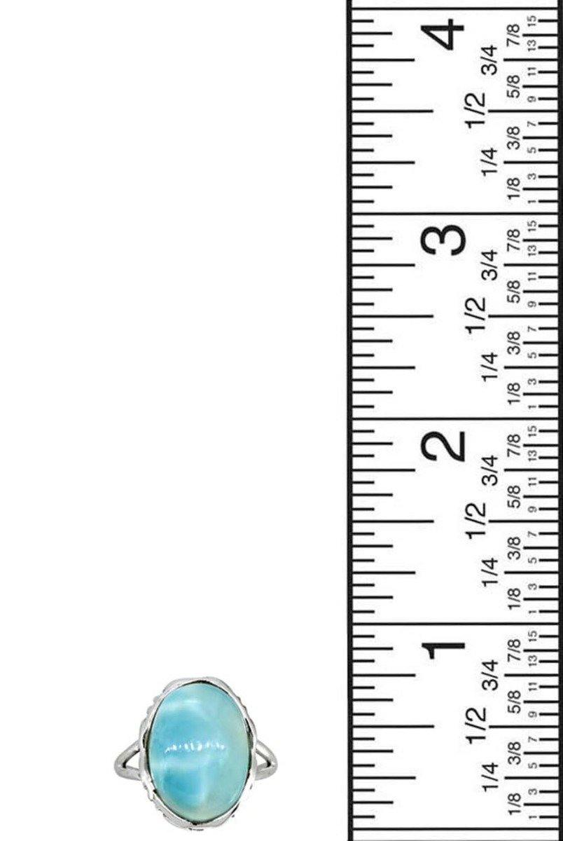 Natural Larimar Solid 925 Sterling Silver Gemstone Ring - YoTreasure