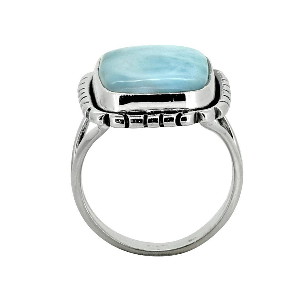 Natural Larimar Solid 925 Sterling Silver Gemstone Ring - YoTreasure