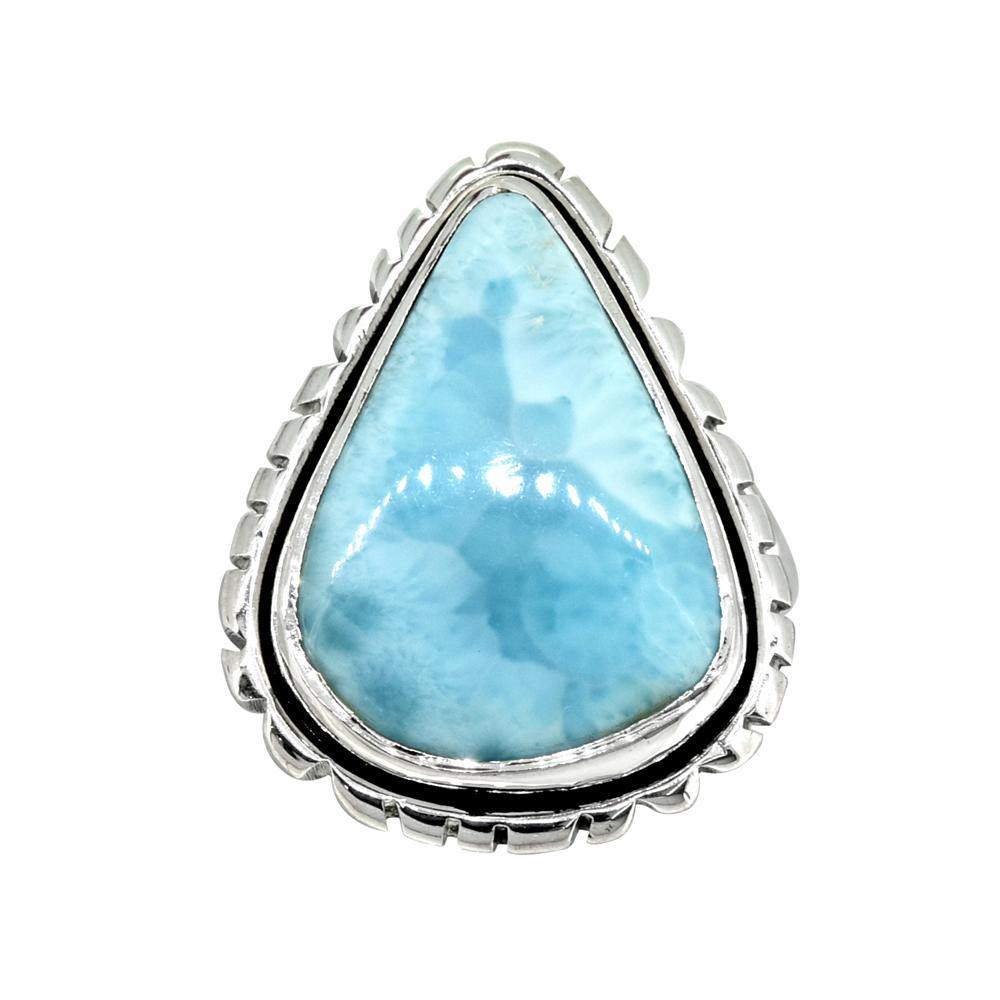 Natural Larimar Solid 925 Sterling Silver Ring Jewelry - YoTreasure