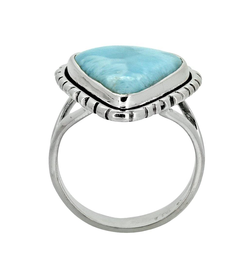 Natural Larimar Solid 925 Sterling Silver Ring Jewelry - YoTreasure