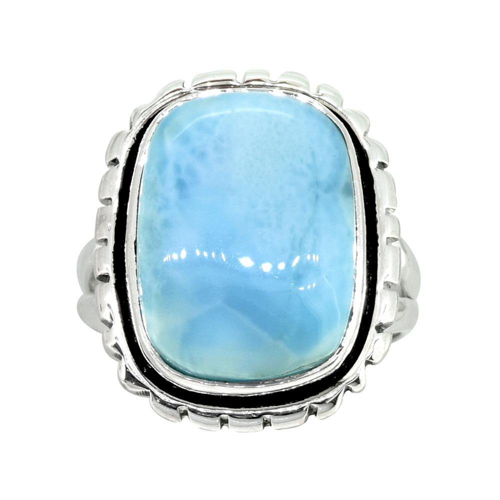 Natural Larimar Solid 925 Sterling Silver Gemstone Ring - YoTreasure
