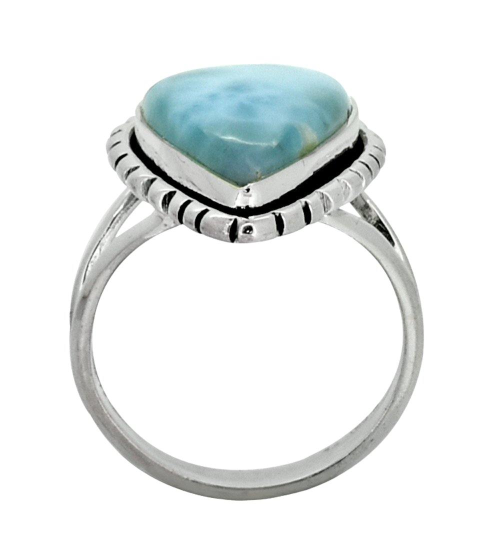 Natural Larimar Solid 925 Sterling Silver Gemstone Ring - YoTreasure