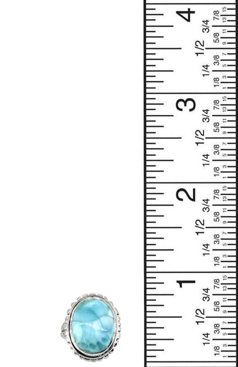 Natural Larimar Solid 925 Sterling Silver Gemstone Ring - YoTreasure