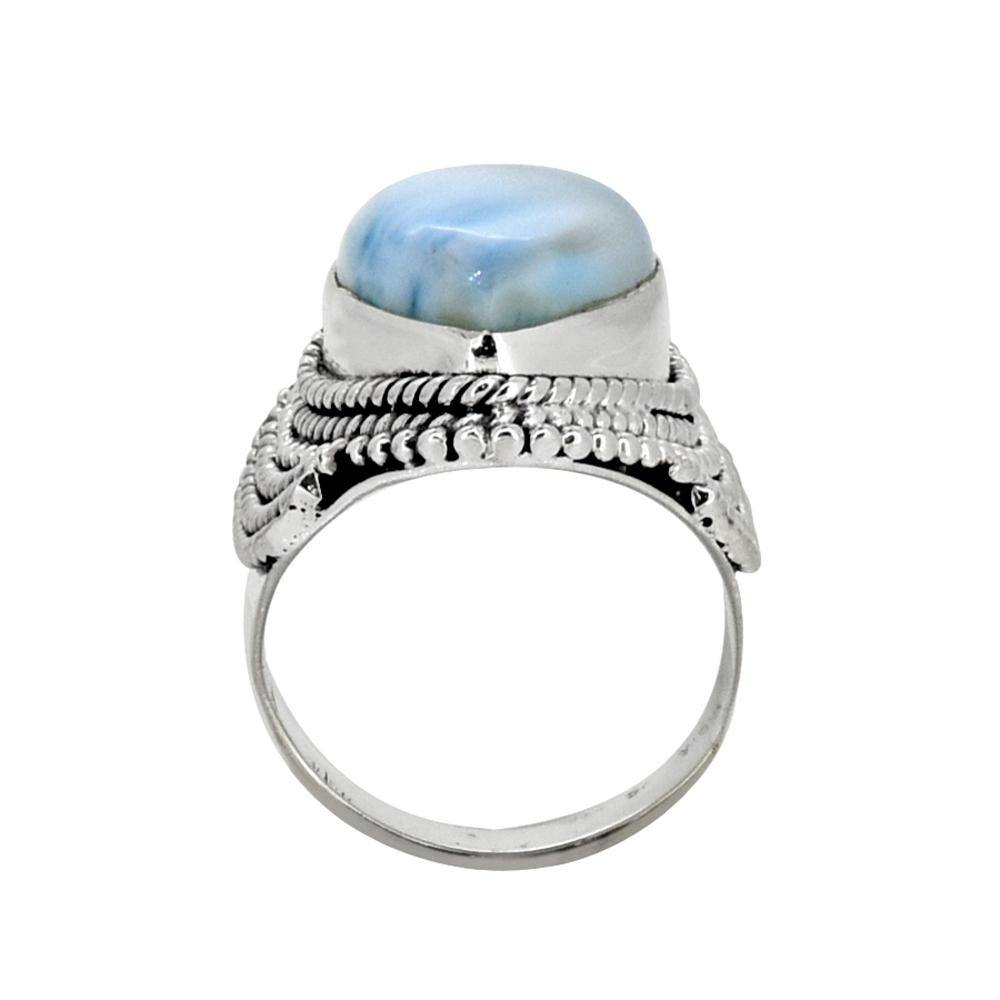 Natural Larimar Solid 925 Sterling Silver Gemstone Ring - YoTreasure