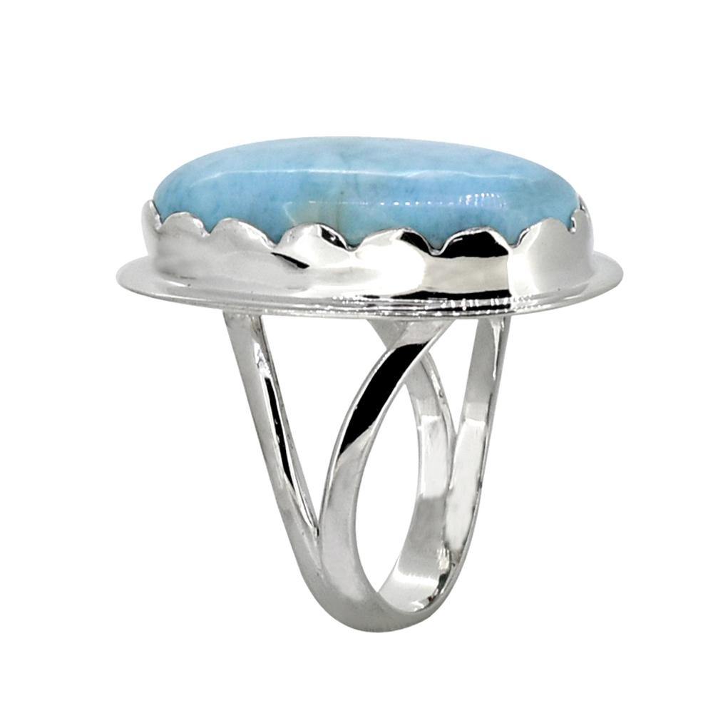 Natural Larimar Ring Solid 925 Sterling Silver Gemstone Jewelry - YoTreasure