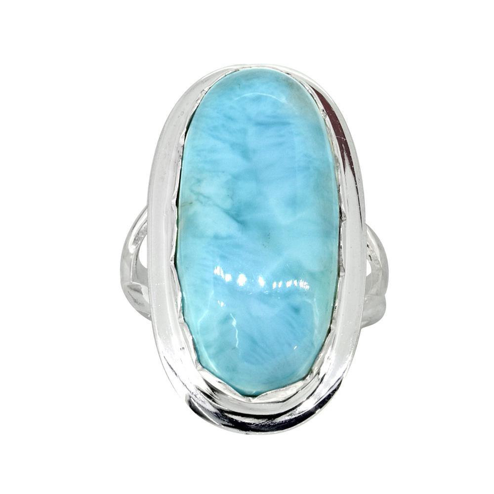 Natural Larimar Ring Solid 925 Sterling Silver Gemstone Jewelry - YoTreasure