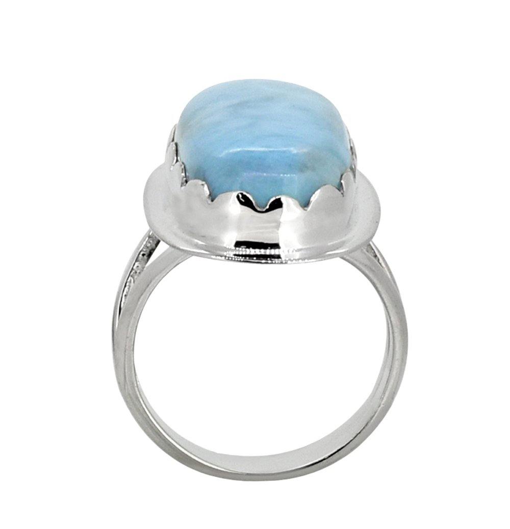 Natural Larimar Ring Solid 925 Sterling Silver Gemstone Jewelry - YoTreasure