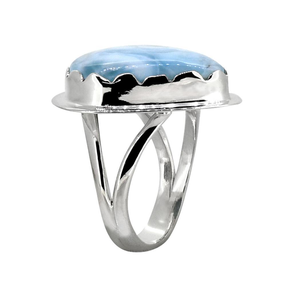 Natural Larimar Ring Solid 925 Sterling Silver Gemstone Jewelry - YoTreasure