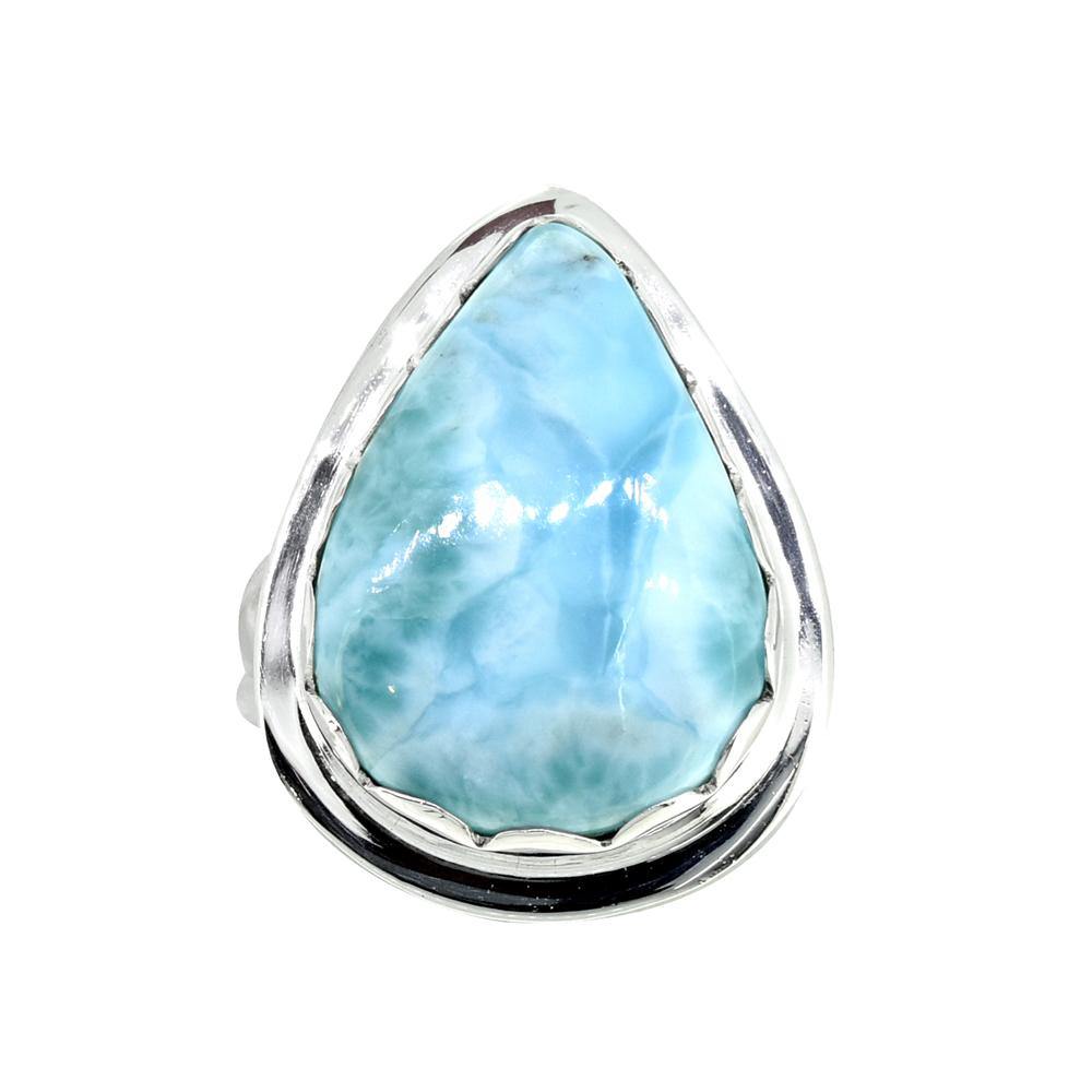 Natural Larimar Ring Solid 925 Sterling Silver Gemstone Jewelry - YoTreasure