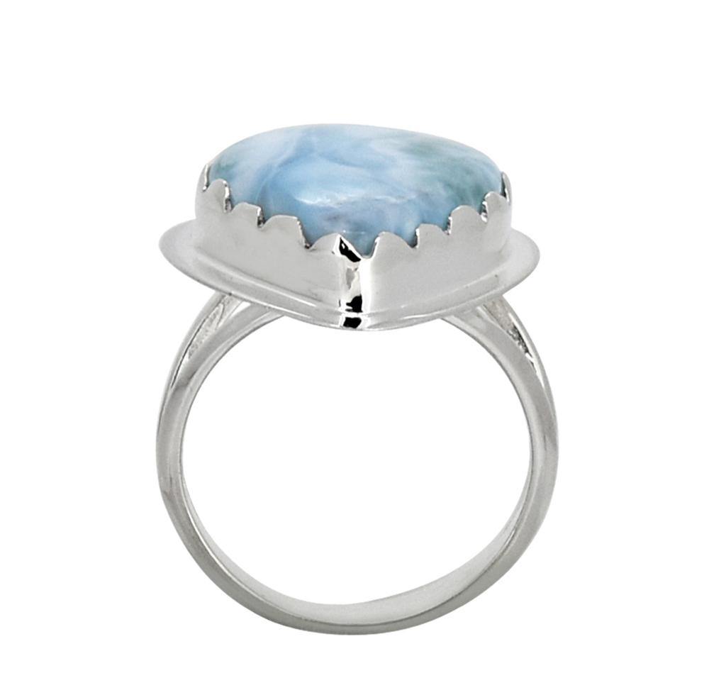 Natural Larimar Ring Solid 925 Sterling Silver Gemstone Jewelry - YoTreasure