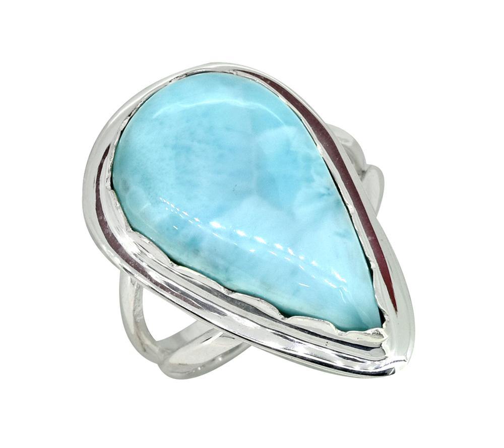 Natural Larimar Ring Solid 925 Sterling Silver Gemstone Jewelry - YoTreasure