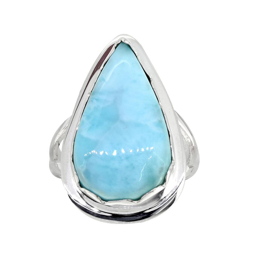 Natural Larimar Ring Solid 925 Sterling Silver Gemstone Jewelry - YoTreasure
