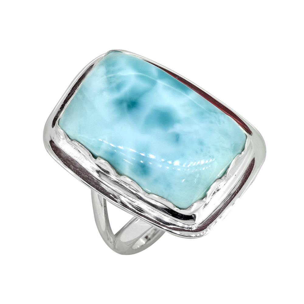 Natural Larimar Ring Solid 925 Sterling Silver Gemstone Jewelry - YoTreasure