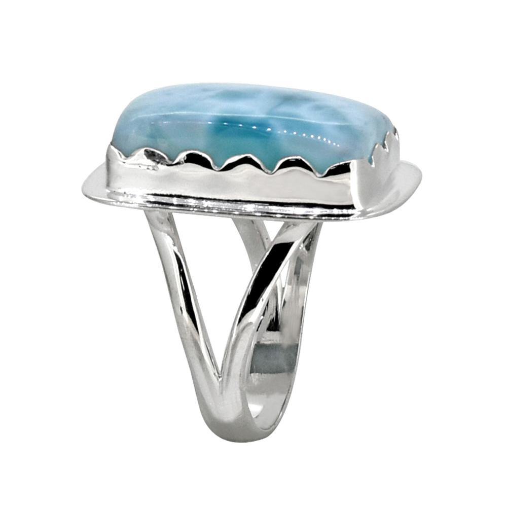 Natural Larimar Ring Solid 925 Sterling Silver Gemstone Jewelry - YoTreasure