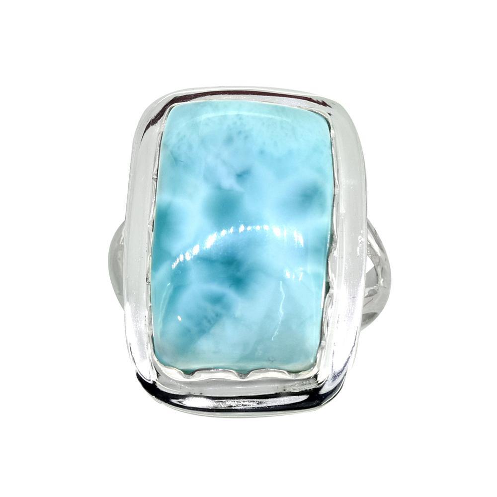 Natural Larimar Ring Solid 925 Sterling Silver Gemstone Jewelry - YoTreasure
