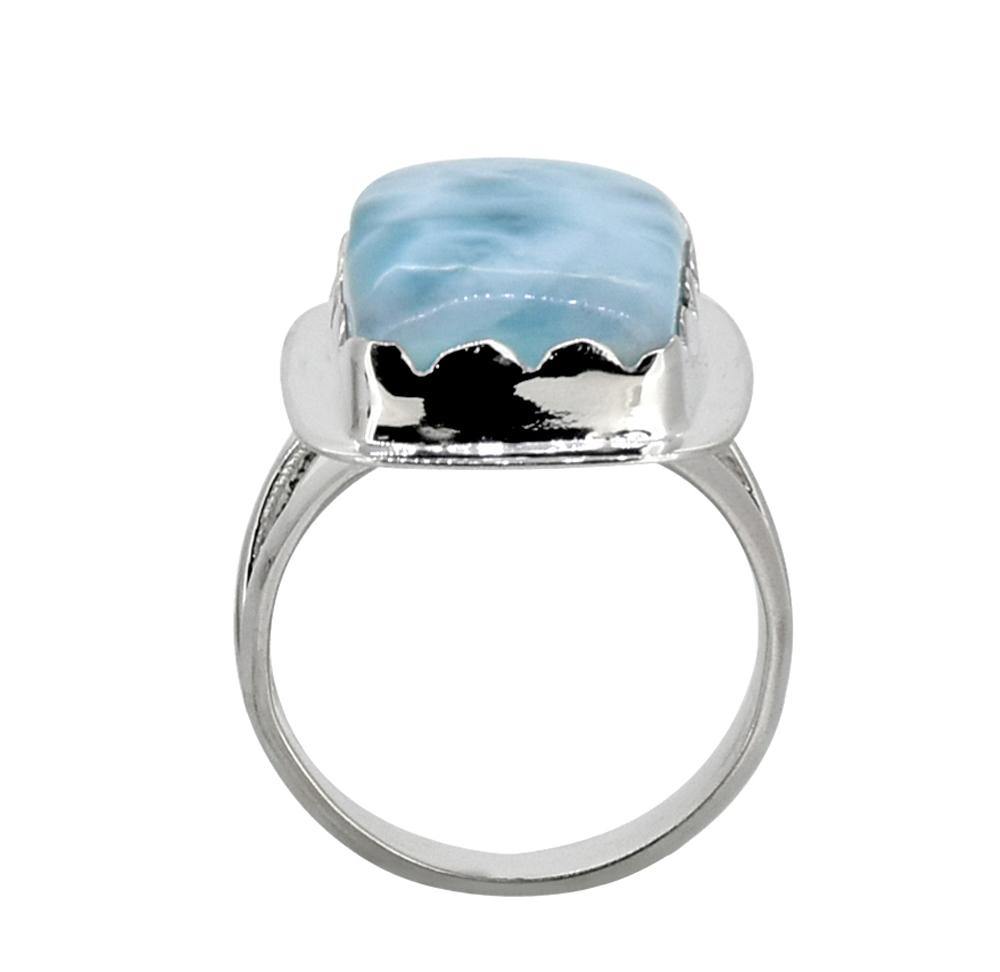 Natural Larimar Ring Solid 925 Sterling Silver Gemstone Jewelry - YoTreasure