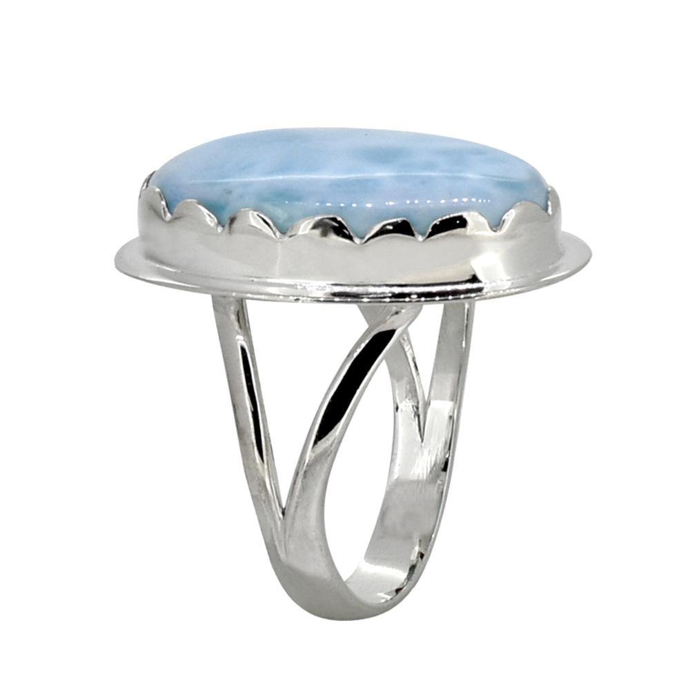 Natural Larimar Ring Solid 925 Sterling Silver Gemstone Jewelry - YoTreasure