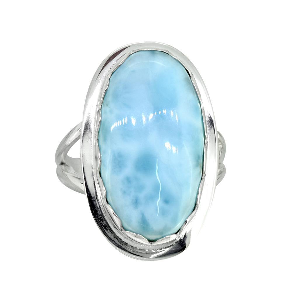 Natural Larimar Ring Solid 925 Sterling Silver Gemstone Jewelry - YoTreasure