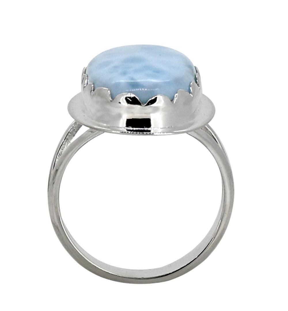 Natural Larimar Ring Solid 925 Sterling Silver Gemstone Jewelry - YoTreasure