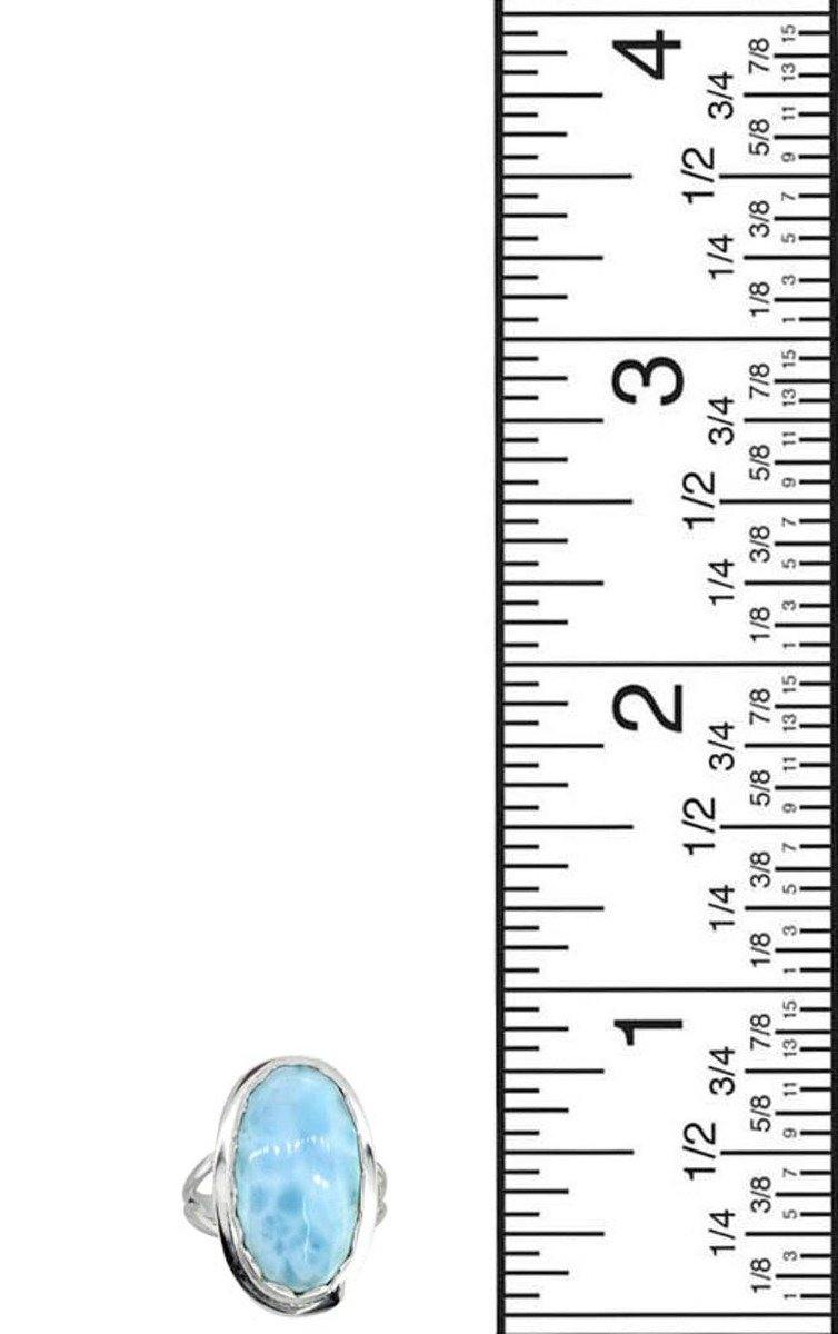 Natural Larimar Ring Solid 925 Sterling Silver Gemstone Jewelry - YoTreasure