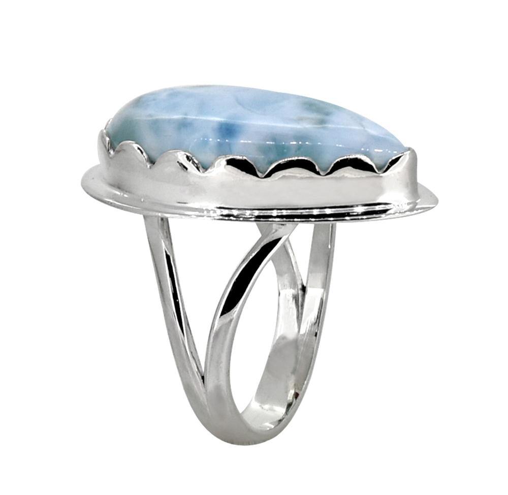 Natural Larimar Ring Solid 925 Sterling Silver Gemstone Jewelry - YoTreasure