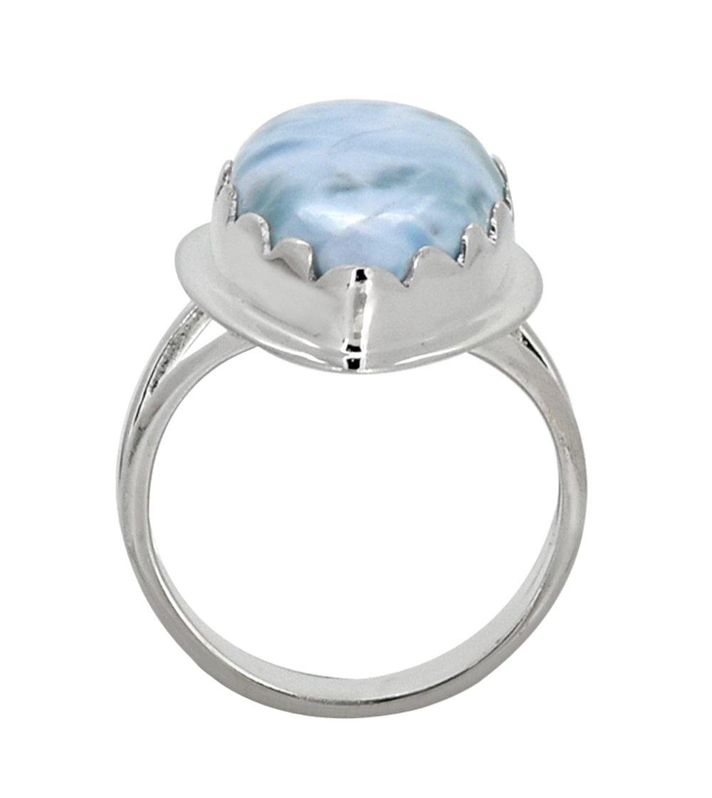Natural Larimar Ring Solid 925 Sterling Silver Gemstone Jewelry - YoTreasure