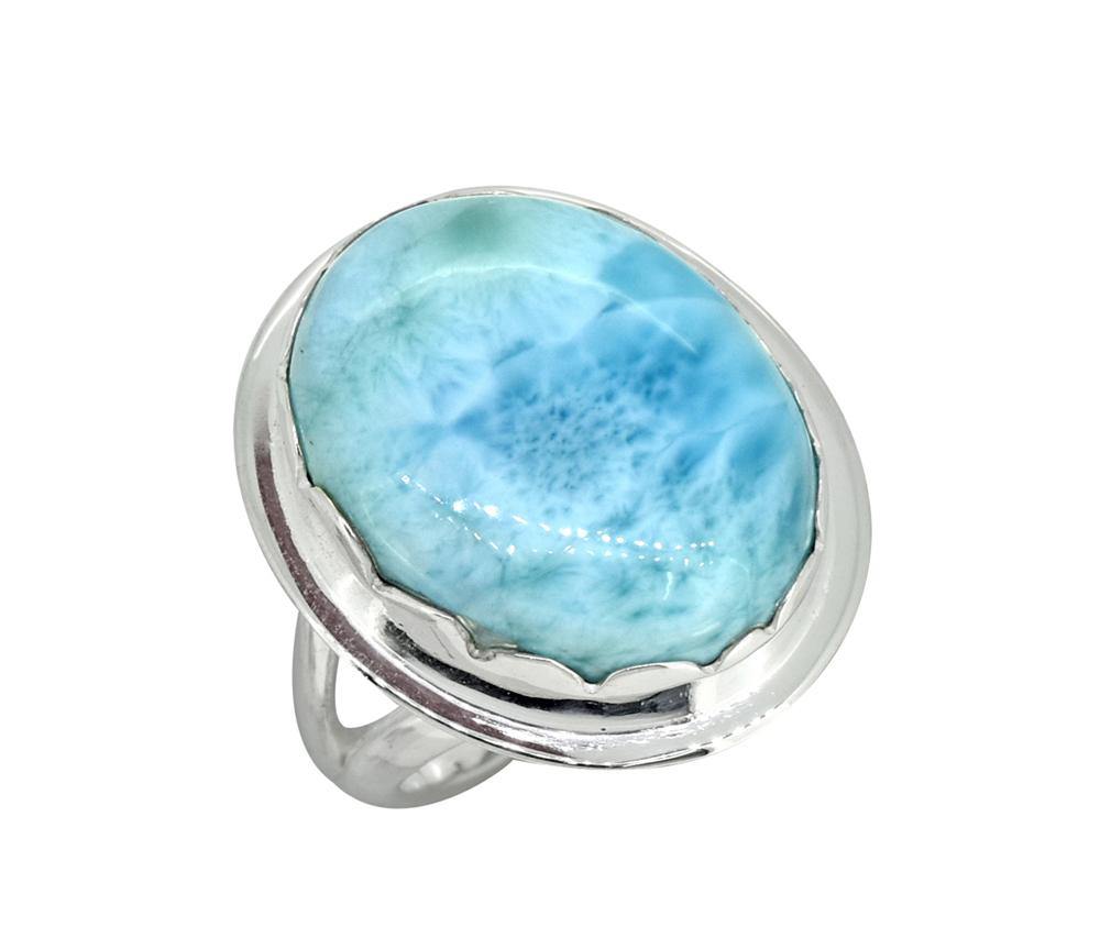 Natural Larimar Solid 925 Sterling Silver Ring Jewelry - YoTreasure