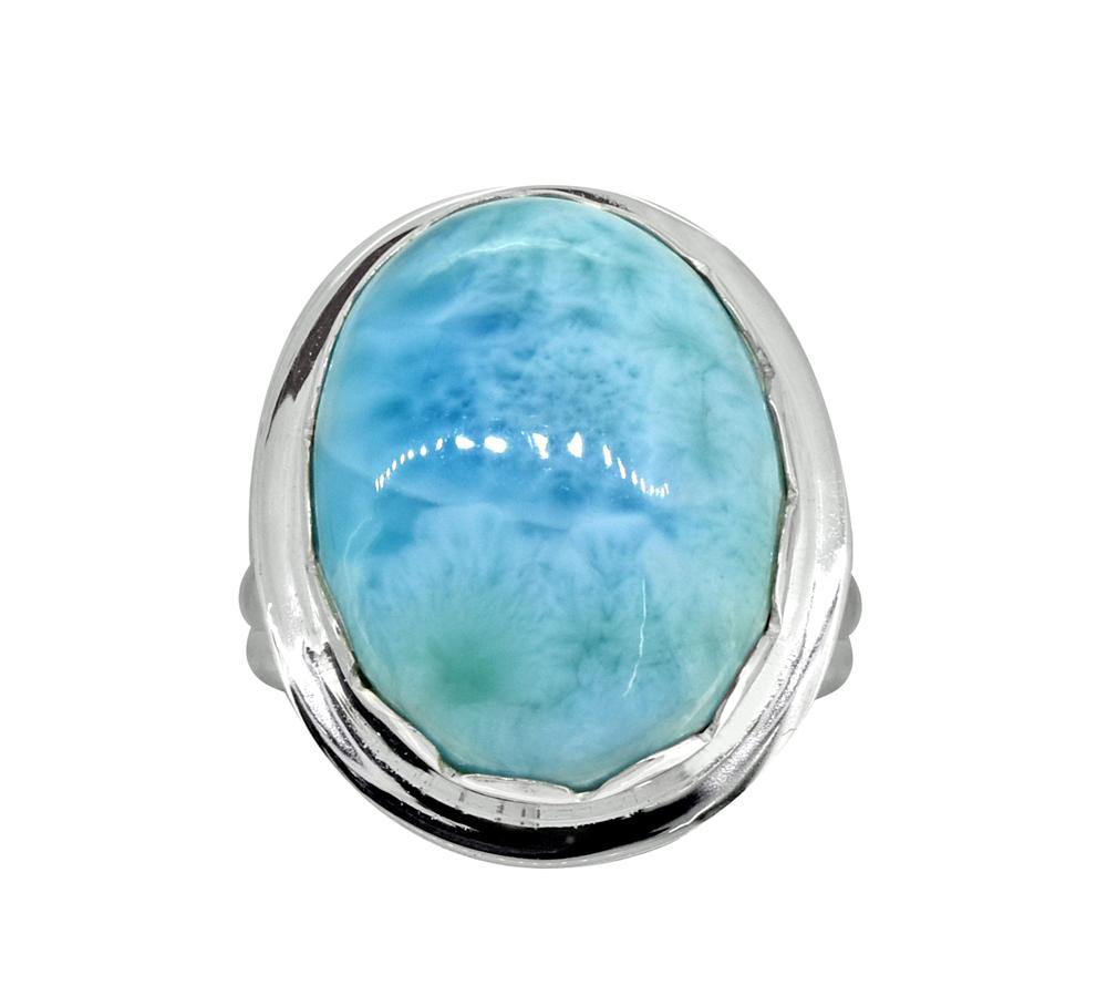 Natural Larimar Solid 925 Sterling Silver Ring Jewelry - YoTreasure