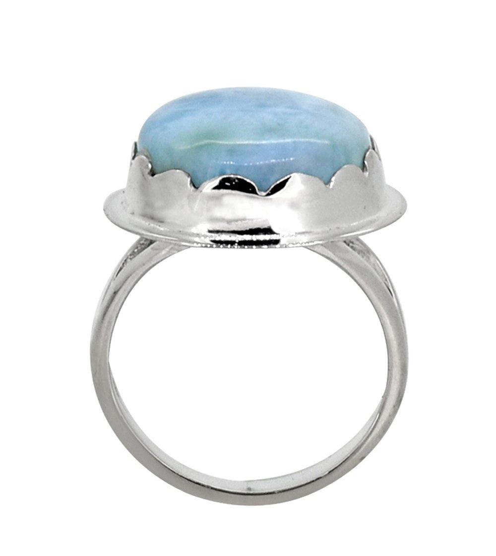 Natural Larimar Solid 925 Sterling Silver Ring Jewelry - YoTreasure