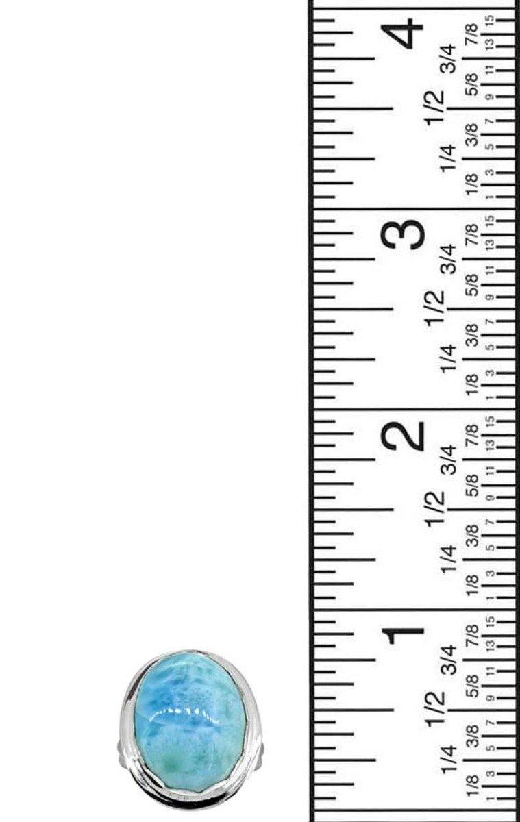 Natural Larimar Solid 925 Sterling Silver Ring Jewelry - YoTreasure